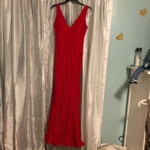 Red lace formal gown